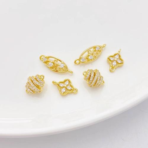 Cilindrata Zircone micro pavimenta ottone connettore, placcato, DIY & stili diversi per la scelta & Micro spianare cubic zirconia, dorato, Venduto da PC