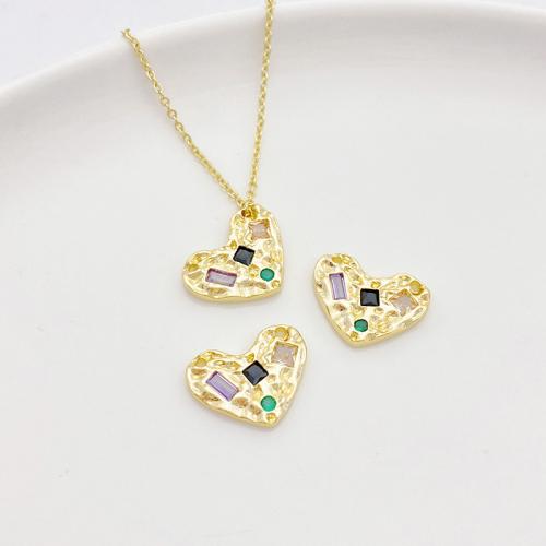 Cubic Zirconia Micro Pave Brass Pendant plated DIY & micro pave cubic zirconia golden Sold By PC