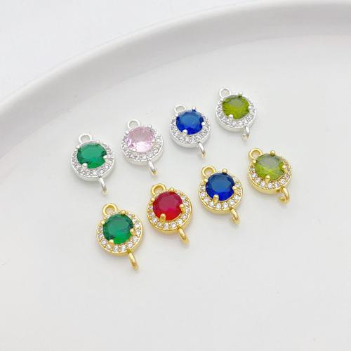 Cubic Zirconia Micro Pave Latão Connector, cobre, banhado, DIY & micro pavimento em zircônia cúbica, Mais cores pare escolha, 9x14mm, vendido por PC