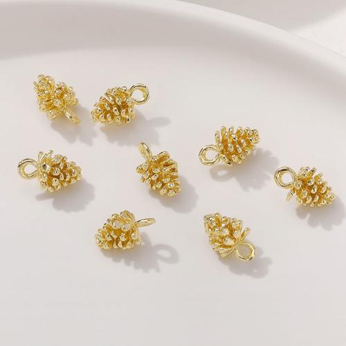 Colgantes de la joyería de cobre amarillo, metal, piña, chapado, Bricolaje, dorado, 7.50x12mm, Vendido por UD