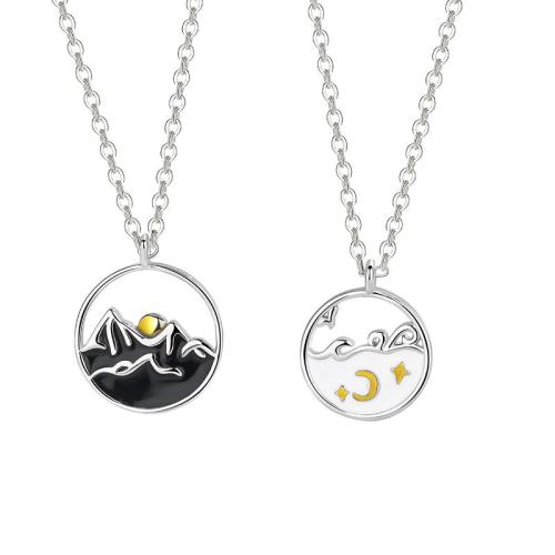 Couple Necklace, Brass, plated, Unisex & different styles for choice & epoxy gel, platinum color, Sold By PC