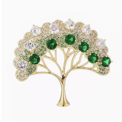 Tibetan Style Brooches, plated, for woman & with rhinestone, golden, 37x42mm, Sold By PC