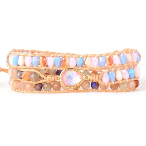 Gemstone Bracelets Quartz with Zinc Alloy fashion jewelry & multilayer & for woman Length Approx 18 cm Sold By PC