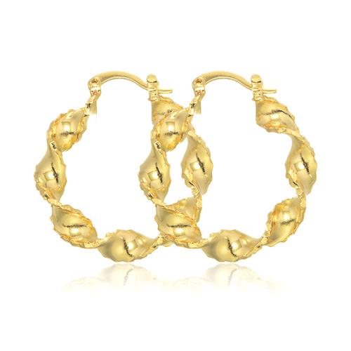 Brass Hoop Earring, 18K gold plated, fashion jewelry & for woman, golden, 30x6mm, Sold By Pair