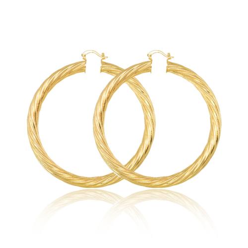 Brass Hoop Earring, 18K gold plated, fashion jewelry & for woman, golden, 70x5mm, Sold By Pair