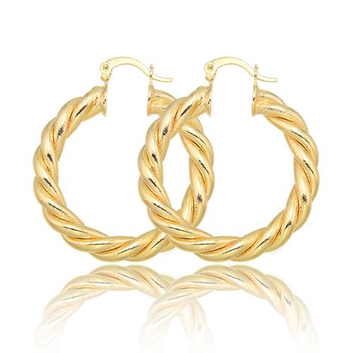 Brass Hoop Earring, 18K gold plated, fashion jewelry & for woman, golden, 35x4mm, Sold By Pair