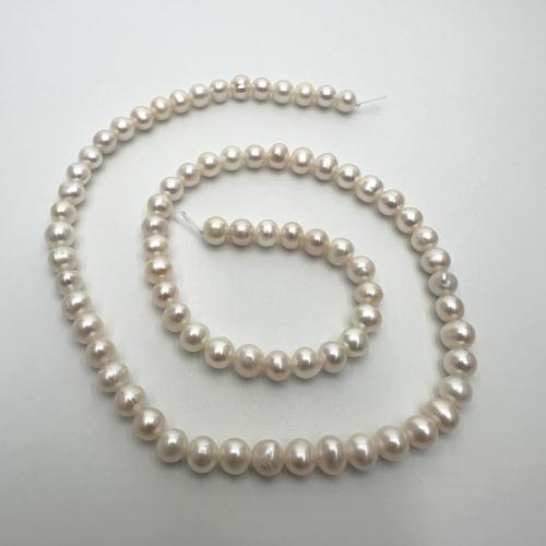 Brambor pěstované sladkovodní perle, Sladkovodní Pearl, DIY, bílý, 5-6mm, Prodáno za Cca 37 cm Strand