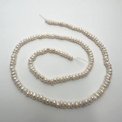 Naturliga sötvattenspärla lösa pärlor, Freshwater Pearl, Flat Round, DIY, vit, 2-3mm, Såld Per Ca 36 cm Strand