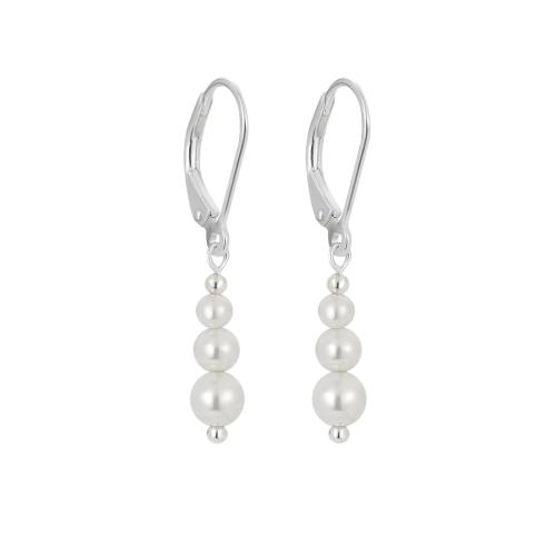 925 Sterling Silver Drop & Cluasa Dangle, le Shell Pearl, jewelry faisin & do bhean, 5x31.90mm, Díolta De réir Péire