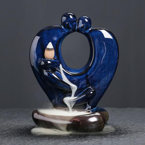 Backflow Incense Burner, Porcelain, for home and office & durable, 134x97x170mm, Sold By PC