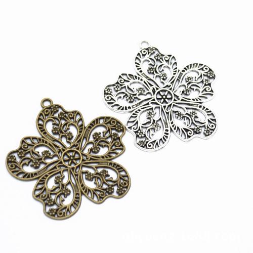 Tibetan Style Flower Pendants, DIY & hollow, more colors for choice, 55x53mm, Sold By PC