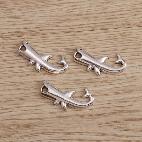 Zinklegering Animal Hangers, Zinc Alloy, Haai, silver plated, DIY, zilver, 29x15mm, 20pC's/Bag, Verkocht door Bag