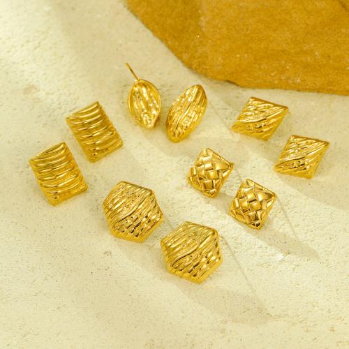 Stainless Steel Stud Earrings 304 Stainless Steel fashion jewelry & for woman golden Sold By Pair