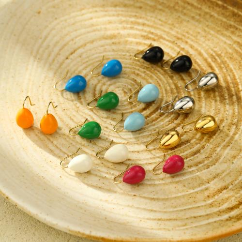 Stainless Steel Stud Earrings, 304 Stainless Steel, fashion jewelry & for woman & enamel, more colors for choice, 18x10mm, Sold By Pair