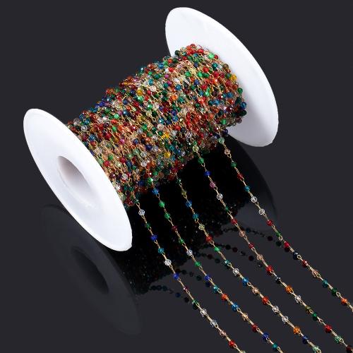 Decorative Beaded Chain 304 Stainless Steel with Crystal Vacuum Ion Plating & DIY multi-colored Sold By Bag