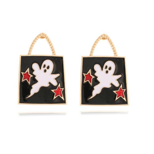 Zinc Alloy Stud Earring Handbag gold color plated Halloween Jewelry Gift & for woman & enamel nickel lead & cadmium free Sold By Pair