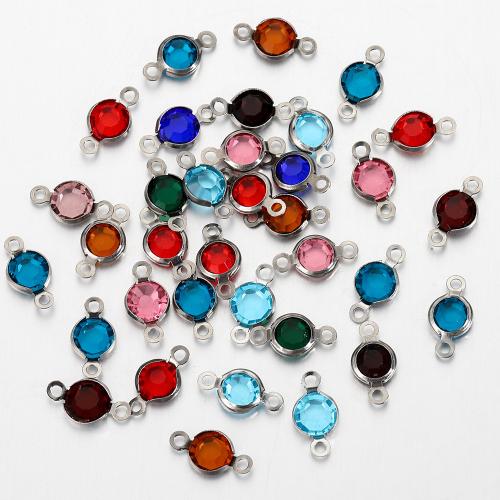 Connecteurs en acier inoxydable, Acier inoxydable 304, avec strass, DIY & boucle de 1/1, plus de couleurs à choisir, 12x6mm, Trou:Environ 1.5mm, Environ 100PC/sac, Vendu par sac