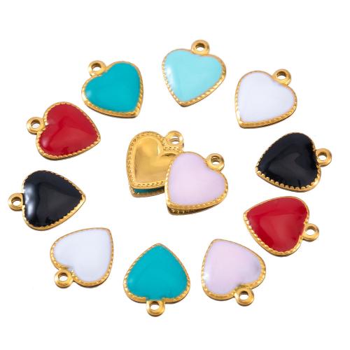 Acier inoxydable Coeur Pendentifs, Acier inoxydable 304, DIY & émail, plus de couleurs à choisir, 8.50x9.50mm, Trou:Environ 1mm, Environ 100PC/sac, Vendu par sac