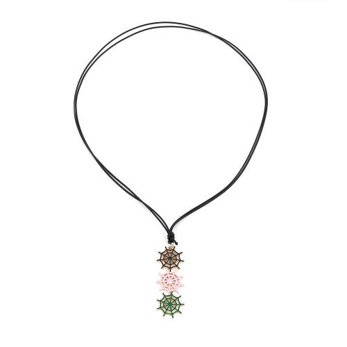 Collier Halloween, corde de cire, avec alliage de zinc, arbre de noël, Placage de couleur d'or, Réglable & Bijoux d'Halloween & pour femme & émail, Longueur:Environ 130 cm, Vendu par PC