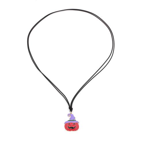 Collier Halloween, corde de cire, avec alliage de zinc, arbre de noël, Placage de couleur d'or, Réglable & Bijoux d'Halloween & pour femme & émail, Longueur:Environ 130 cm, Vendu par PC