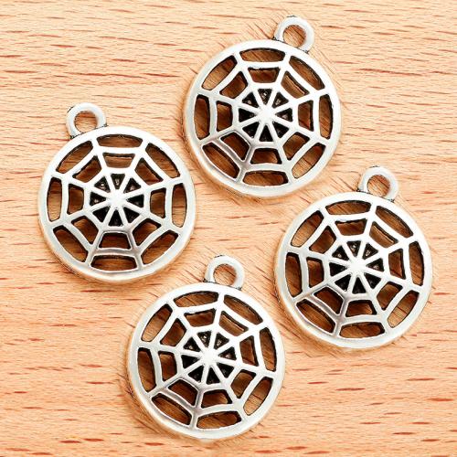 Zinc Alloy Pendants Spider Web antique silver color plated DIY Sold By Bag