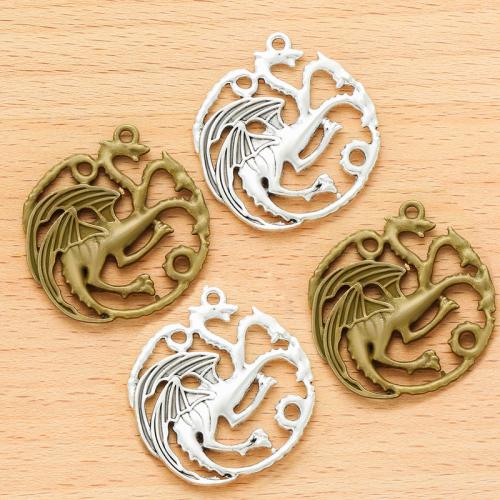 Sinc Alloy Pendants Ainmhithe, Dragon, plátáilte, DIY, dathanna níos mó le haghaidh rogha, 35x32mm, 100ríomhairí pearsanta/Mála, Díolta De réir Mála