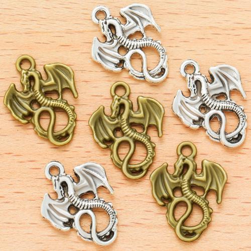 Sinc Alloy Pendants Ainmhithe, Dragon, plátáilte, DIY, dathanna níos mó le haghaidh rogha, 21x16mm, 100ríomhairí pearsanta/Mála, Díolta De réir Mála