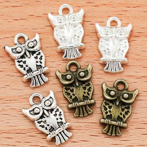 Tibetan Style Animal Pendants, Owl, plated, DIY, more colors for choice, 17x11mm, 100PCs/Bag, Sold By Bag