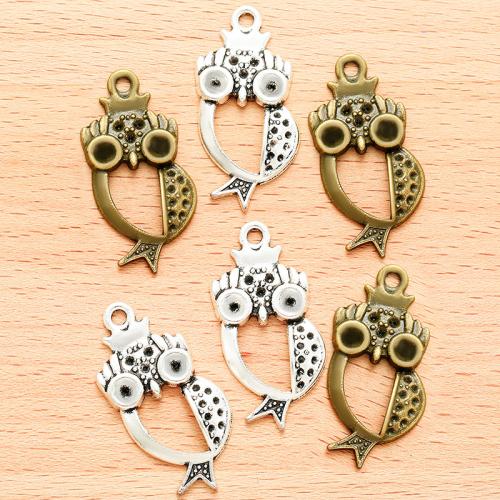 Zinc Alloy Animal Pendler, Owl, forgyldt, du kan DIY, flere farver til valg, 35x17mm, 100pc'er/Bag, Solgt af Bag