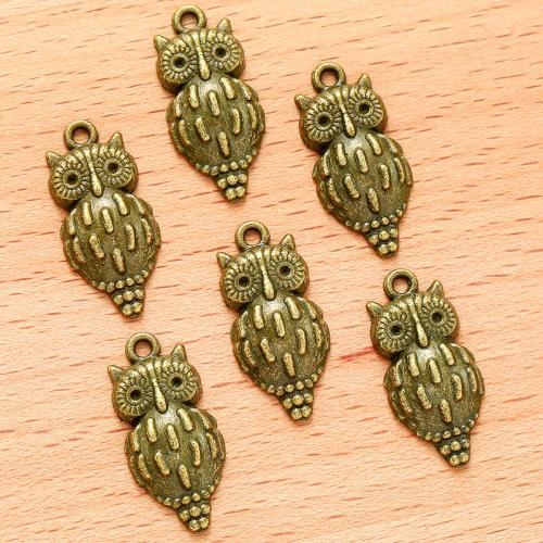 Tibetan Style Animal Pendants, Owl, plated, DIY, more colors for choice, 23x11mm, 100PCs/Bag, Sold By Bag