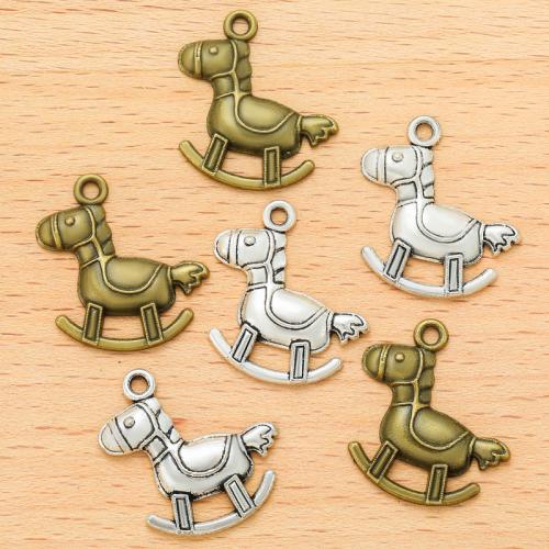 Tibetan Style Animal Pendants, rocking horse, plated, DIY, more colors for choice, 24x22mm, 100PCs/Bag, Sold By Bag