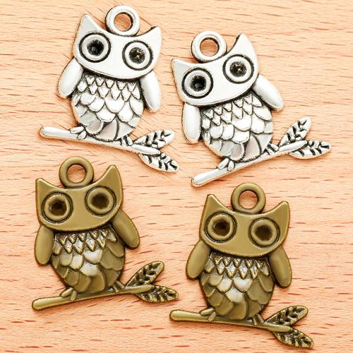 Pendentifs animaux en alliage de zinc, hibou, Placage, DIY, plus de couleurs à choisir, 25x23mm, 100PC/sac, Vendu par sac