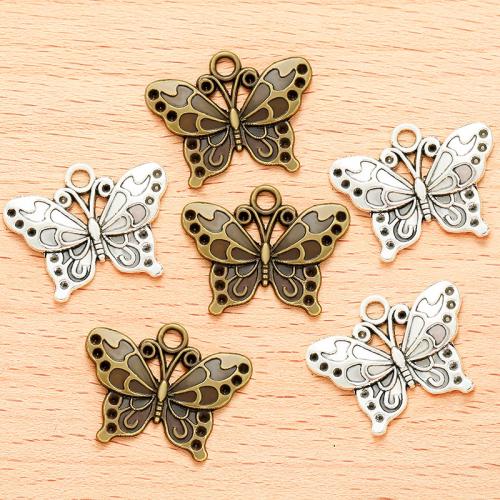 Tibetan Style Animal Pendants, Butterfly, plated, DIY, more colors for choice, 25x19mm, 100PCs/Bag, Sold By Bag