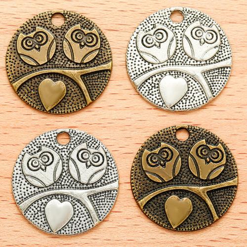 Tibetan Style Animal Pendants, Round, plated, DIY, more colors for choice, 24x24mm, 100PCs/Bag, Sold By Bag