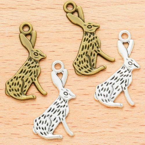 Tibetan Style Animal Pendants, Rabbit, plated, DIY, more colors for choice, 26x14mm, 100PCs/Bag, Sold By Bag