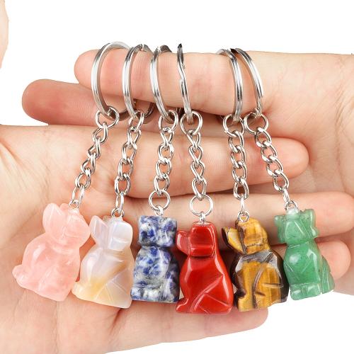 Iron Key Clasp, Natural Stone, with Iron, Dog, fashion jewelry & different materials for choice, more colors for choice, Sold By PC