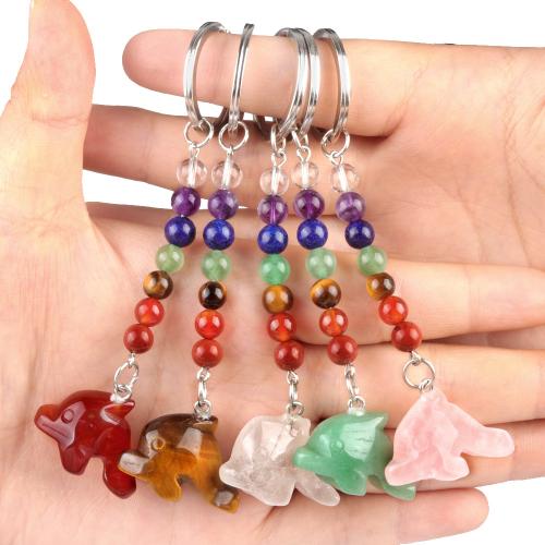 Iron Key Clasp, Natural Stone, with Iron, Dolphin, fashion jewelry & different materials for choice, more colors for choice, Sold By PC