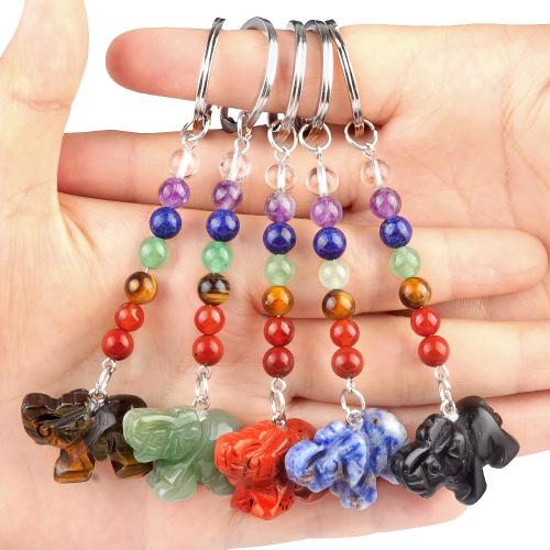 Iron Key Clasp, Natural Stone, with Iron, Elephant, fashion jewelry & different materials for choice, more colors for choice, Sold By PC