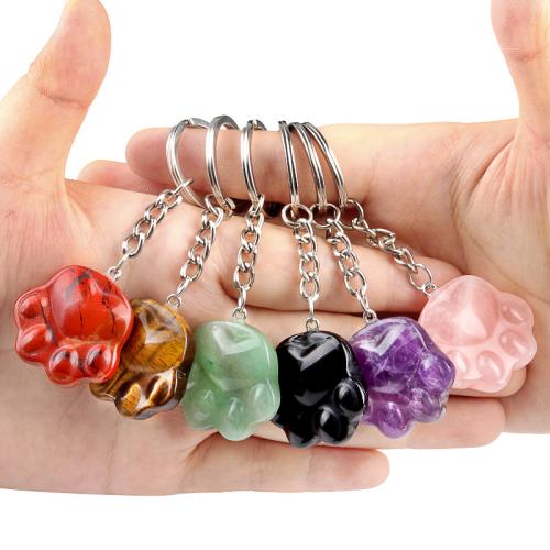 Iron Key Clasp, Natural Stone, with Iron, Claw, fashion jewelry & different materials for choice, more colors for choice, Sold By PC