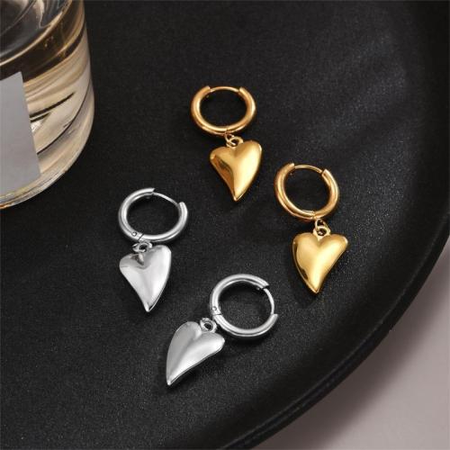 Stainless Steel Drop Earring, 304 Stainless Steel, Heart, plated, fashion jewelry, more colors for choice, Sold By Pair