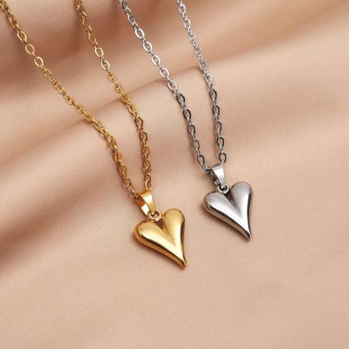 Stainless Steel Jewelry Necklace, 304 Stainless Steel, with 5cm extender chain, Heart, plated, fashion jewelry, more colors for choice, Length:40 cm, Sold By PC