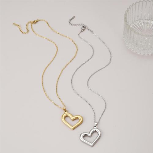 Collier de bijoux en acier inoxydable, Acier inoxydable 304, avec 5cm chaînes de rallonge, coeur, Placage, bijoux de mode, plus de couleurs à choisir, 26x31mm, Longueur 40 cm, Vendu par PC