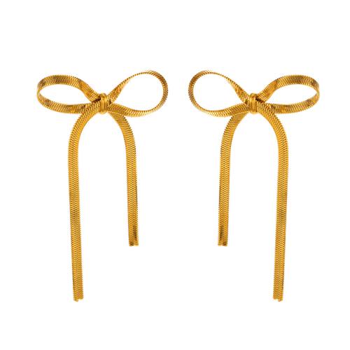 Stainless Steel Stud Earrings, 304 Stainless Steel, Bowknot, 18K gold plated, fashion jewelry & different styles for choice & for woman, Sold By Pair