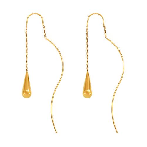 Acier inoxydable 304 boucles d'oreilles chaîne, bijoux de mode & pour femme, Or, Vendu par paire