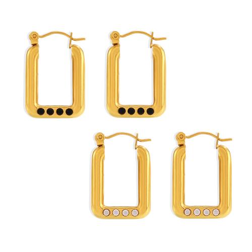 Acier inoxydable Levier Retour Earring, Acier inoxydable 304, rectangle, Placage, bijoux de mode & pour femme & avec strass, plus de couleurs à choisir, Vendu par paire