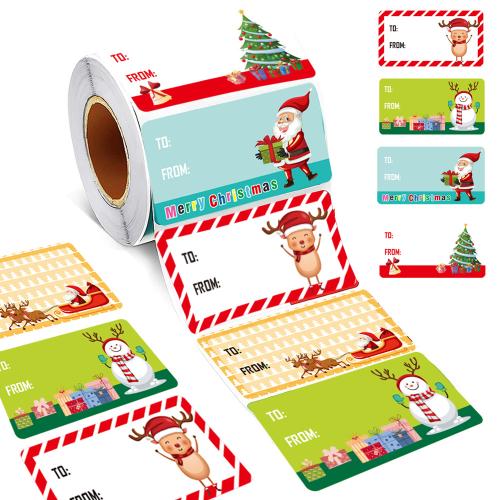 Christmas Decoration, Adhesive Sticker, printing, Christmas Design & DIY, mixed colors, 500PCs/Spool, Sold By Spool