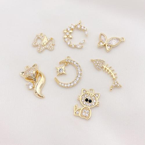 Cilindrata Zircone micro pavimenta il pendente di ottone, placcato, DIY & stili diversi per la scelta & Micro spianare cubic zirconia, oro, Venduto da PC