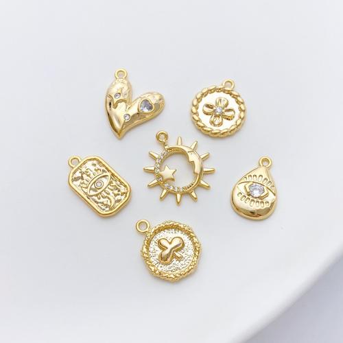 Cubic Zirconia Micro Pave Brass Pendant plated DIY & micro pave cubic zirconia gold Sold By PC