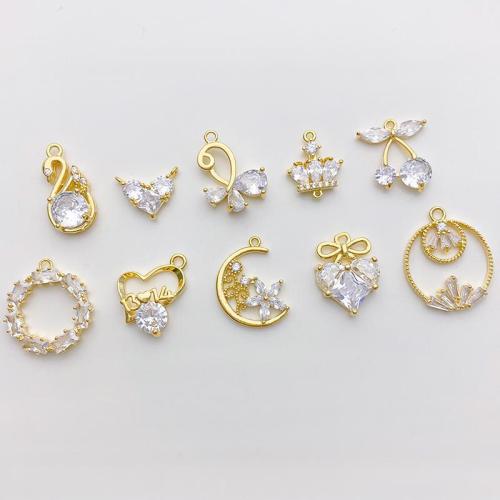 Cúbicos Circonia Colgante Latón Micro pavimenta, metal, chapado, Bricolaje & diferentes estilos para la opción & micro arcilla de zirconia cúbica, dorado, Vendido por UD