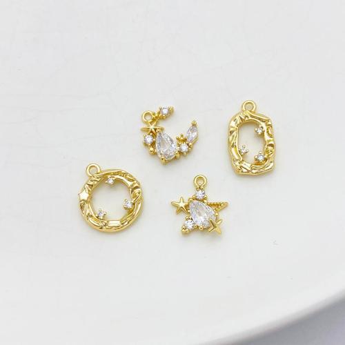 Cubic Zirconia Micro Pave Brass Pendant plated DIY & micro pave cubic zirconia gold Sold By PC